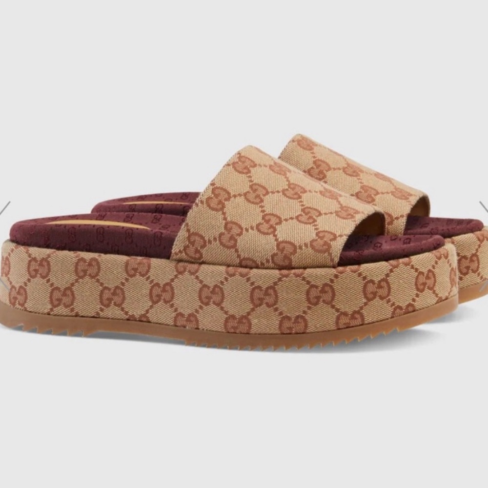 BRAND NEW WOMENS ORIGINAL GUCCI PLATFORM SLIDES